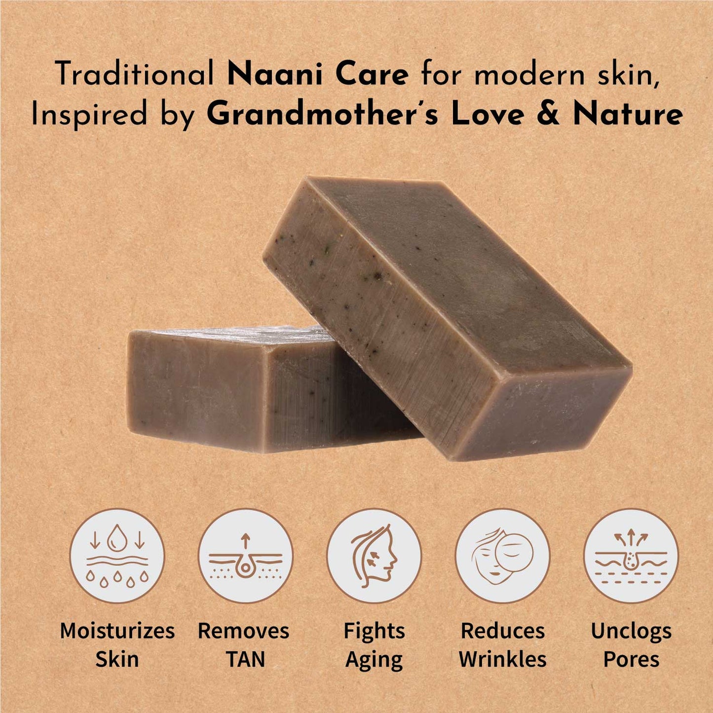 Naani Care Almond & Saffron Bath Soap | 100% Alcohol-Free | Anti-Aging, TAN Removal